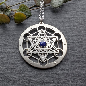 Handcut Metatron's Cube Pendant - choose your gemstone - Small