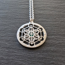 Handcut Emerald Metatron's Cube Pendant - Tiny