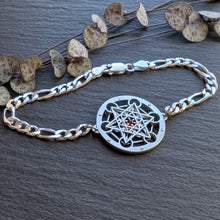 Handcut Metatron's Cube Bracelet - garnet