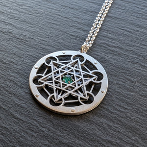 Small Metatron's Cube Pendant - emerald