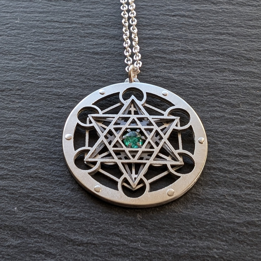 Small Metatron's Cube Pendant - emerald
