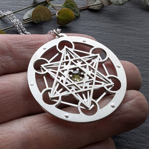 Handcut Metatron's Cube Pendant - choose your gemstone - Small