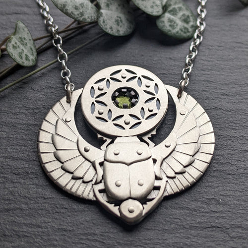 Handcut Scarab Amulet - Moldavite