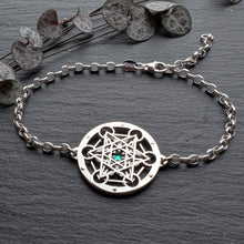 Handcut Metatron's Cube Bracelet - emerald