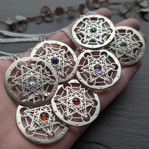 Handcut Metatron's Cube Pendant - choose your gemstone - Small
