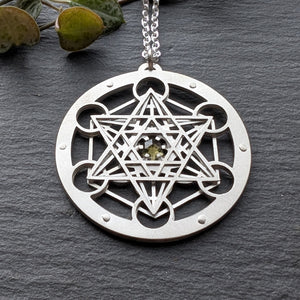 Handcut Metatron's Cube Pendant - choose your gemstone - Small