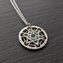 Handcut Tiny Metatron's Cube Pendant - emerald