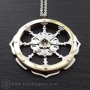 Golden Dharma Wheel Pendant