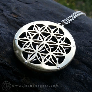 Star Tetrahedron Flower of Life Pendant - 14ct gold and silver