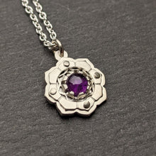 Silver Little Lotus Pendant - choose your own gemstone