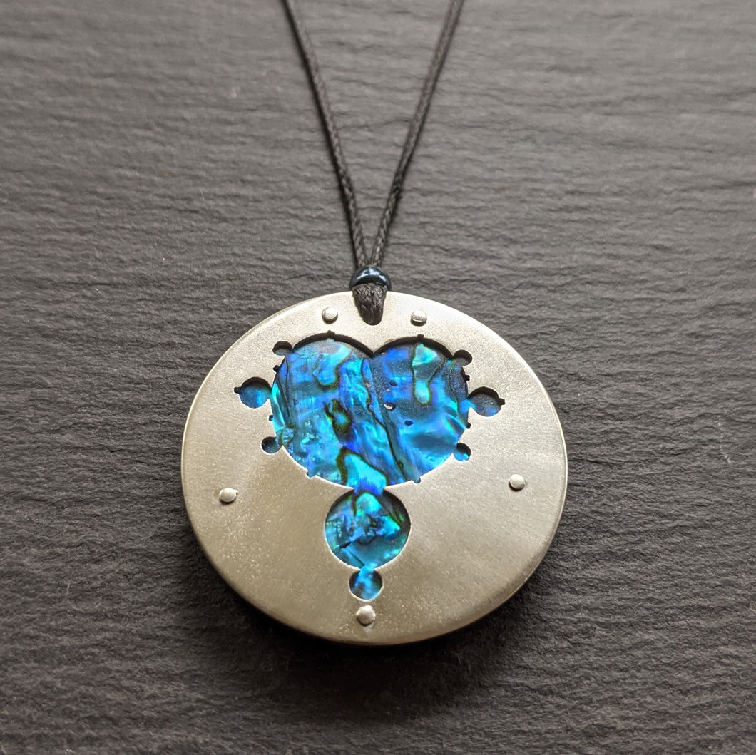 Handcut Blue Mandelbrot Set Pendant