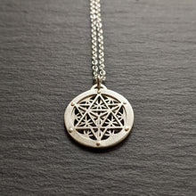 Star Seed - Small Star Tetrahedron Flower of Life Pendant - silver and 9ct gold