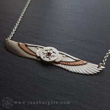 Handcut Egyptian Winged Disk Pendant - red garnet