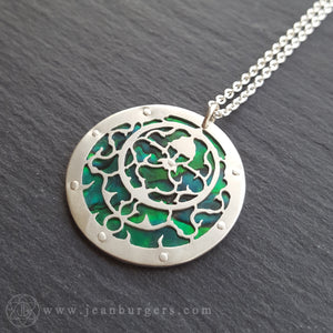 Planespheric Astrolabe Pendant - silver and green paua - 4