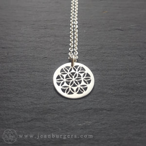 Handcut Tiny Flower of Life Pendant - sterling silver