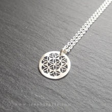 Handcut Tiny Flower of Life Pendant - sterling silver