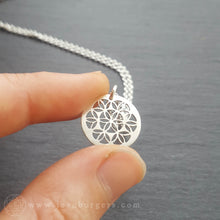 Handcut Tiny Flower of Life Pendant - sterling silver