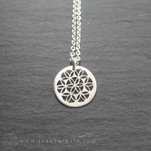 Handcut Tiny Flower of Life Pendant - sterling silver