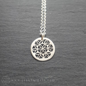 Handcut Tiny Flower of Life Pendant - sterling silver