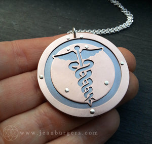 Handcut Caduceus Pendant