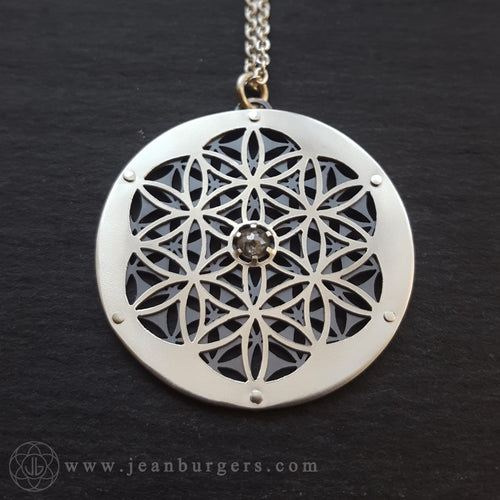 Handcut Flower of Life Diamond Pendant