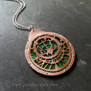 Planespheric Astrolabe Pendant - copper and paua