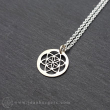 Handcut Tiny Flower of Life Pendant - sterling silver