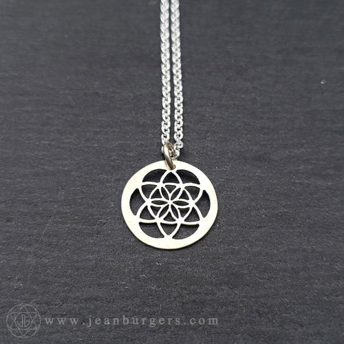 Handcut Tiny Flower of Life Pendant - sterling silver