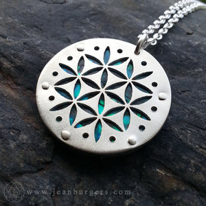 Flower of Life Pendant - Small blue