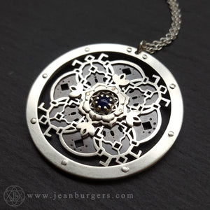 Handcut Through The Water She Spoke Mandala Pendant - silver