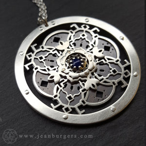 Handcut Through The Water She Spoke Mandala Pendant - silver