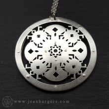 Handcut Through The Water She Spoke Mandala Pendant - silver