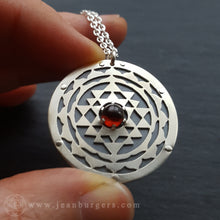 Handcut Sri Yantra Pendant - choose your gemstone