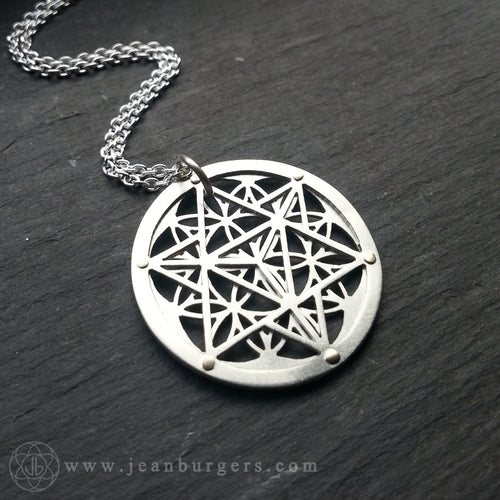Star Tetrahedron Flower of Life Pendant - sterling silver